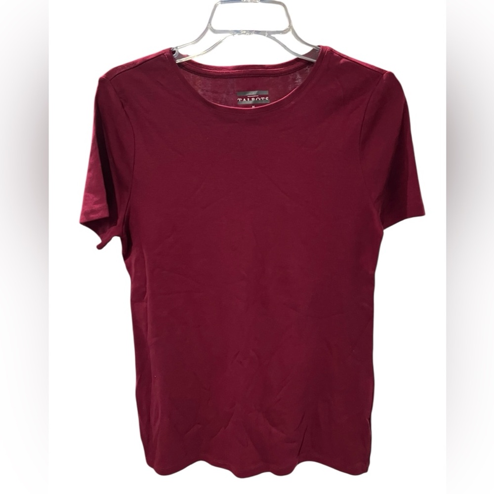 Talbots Short Sleeve Crew Neck Tee in Wine